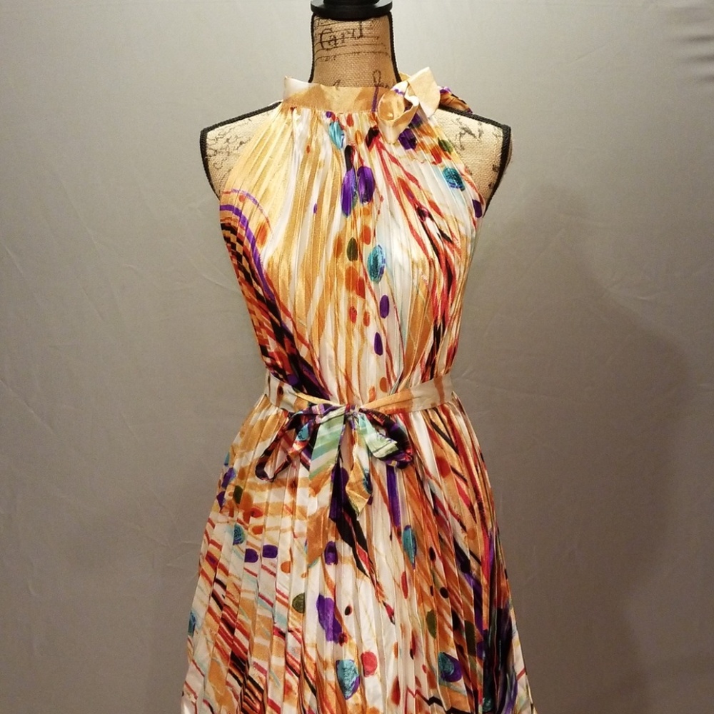 Silk/ Rayon Multi Colored Sun Dress